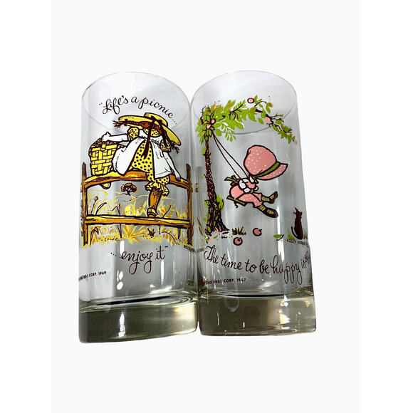 Two 60's Holly‎ Hobbie Girl Glasses American Greeting Water Tumblers Vintage - Picture 5 of 7